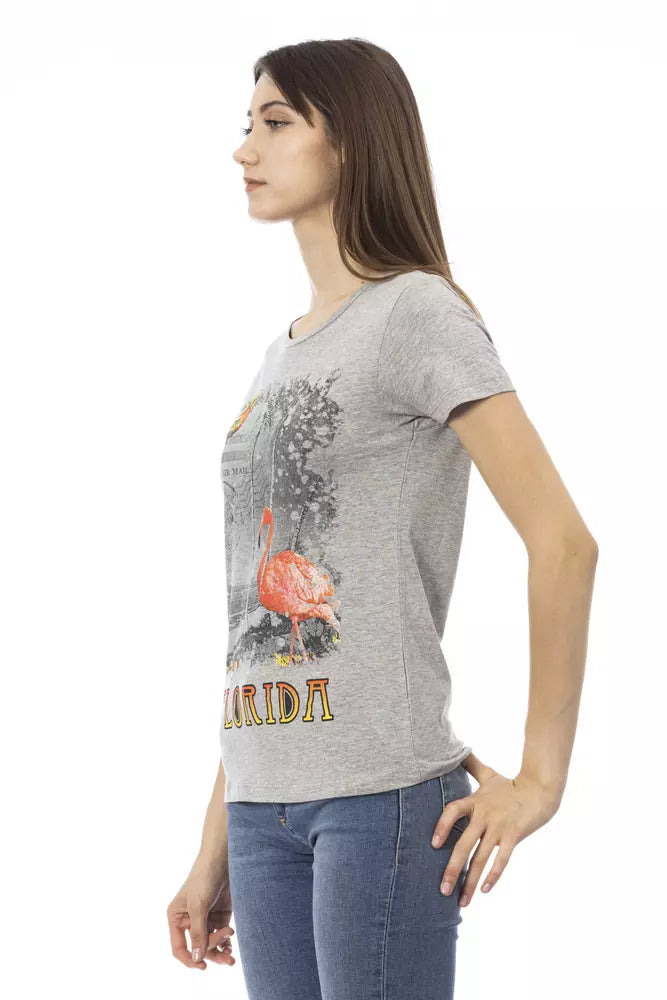 Graues Damen-T-Shirt aus Baumwolle