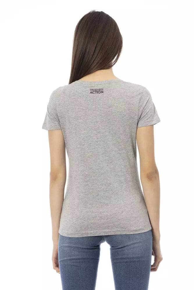 Graues Damen-T-Shirt aus Baumwolle