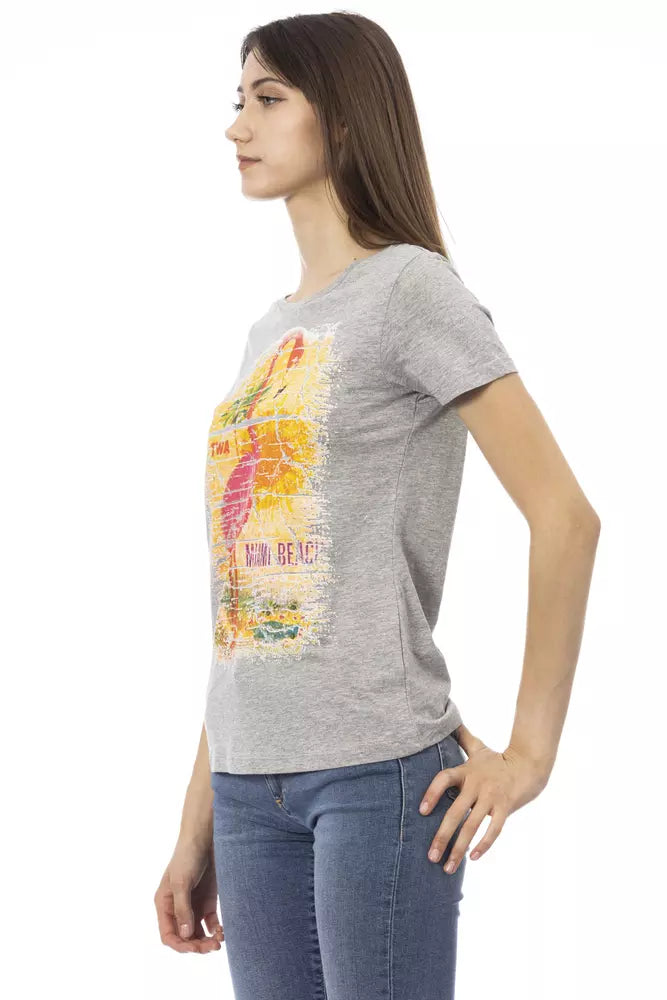 Graues Damen-T-Shirt aus Baumwolle