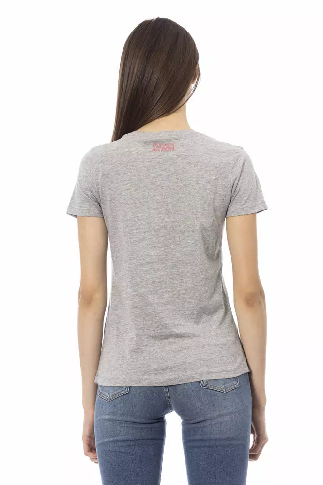 Graues Damen-T-Shirt aus Baumwolle