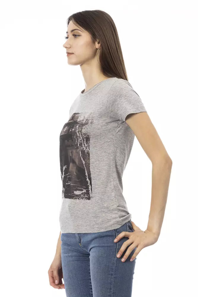 Graues Damen-T-Shirt aus Baumwolle