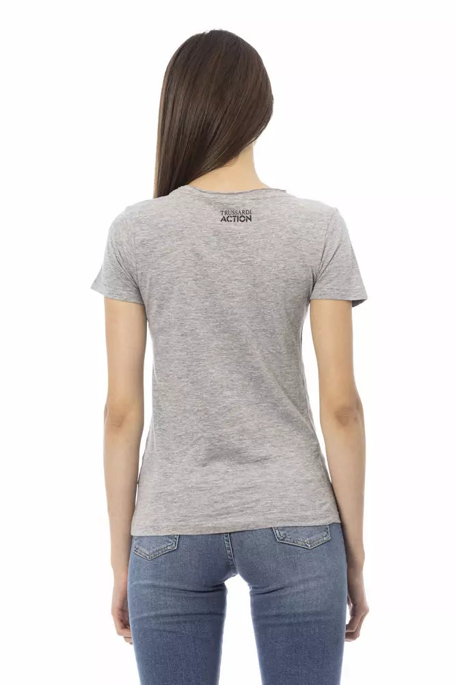 Graues Damen-T-Shirt aus Baumwolle