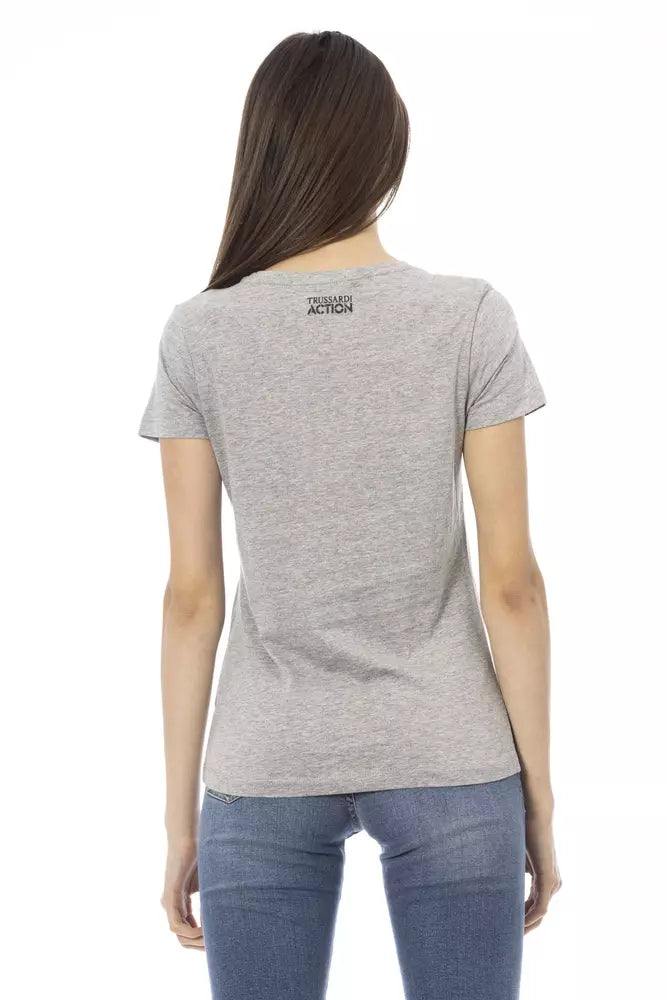 Graues Damen-T-Shirt aus Baumwolle