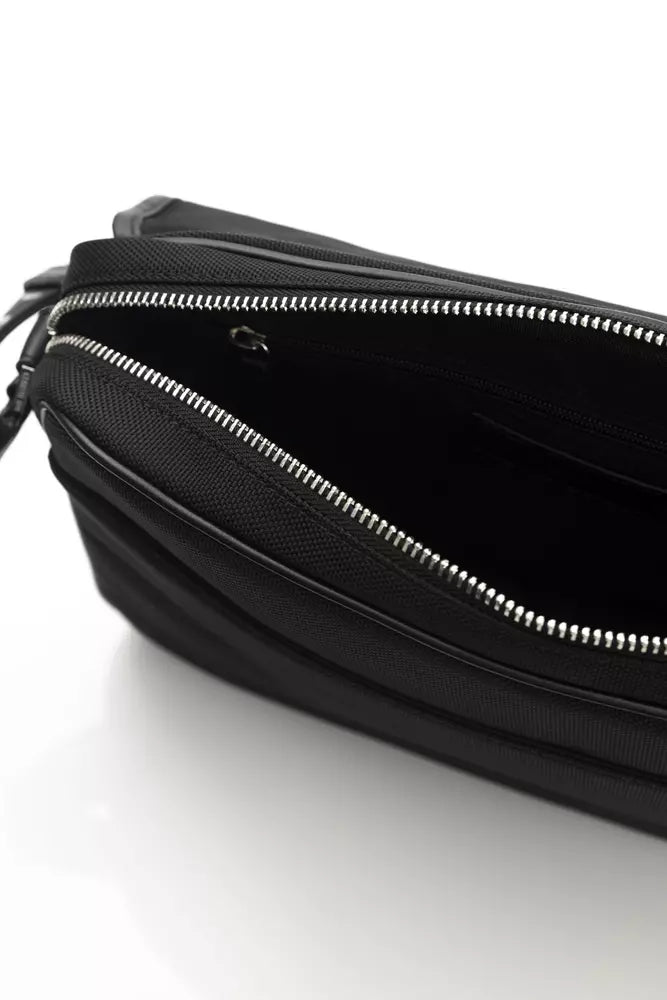 Schwarze Nylon-Umhängetasche für Herren