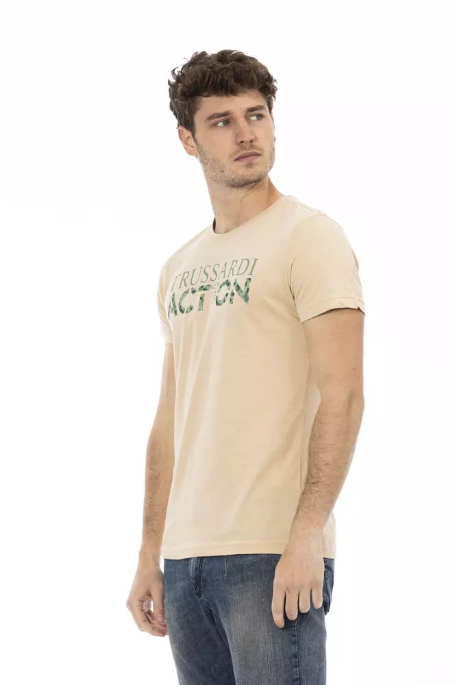 Beiges Herren-T-Shirt aus Baumwolle