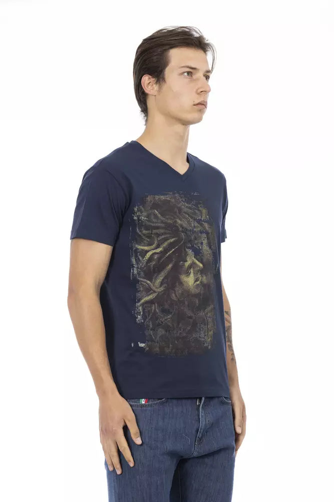 Blaues Herren-T-Shirt aus Baumwolle