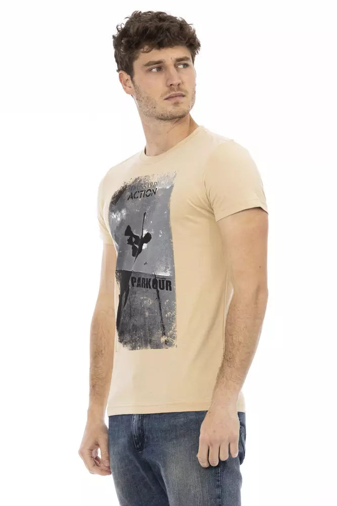Beiges Herren-T-Shirt aus Baumwolle