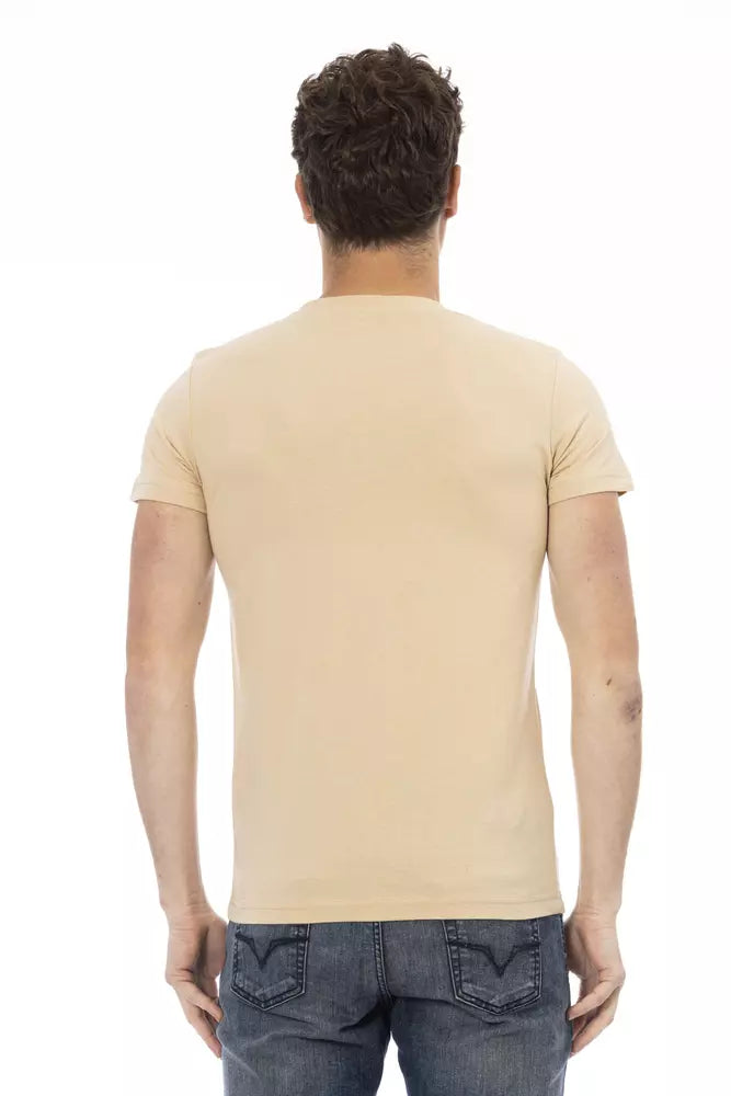 Beiges Herren-T-Shirt aus Baumwolle