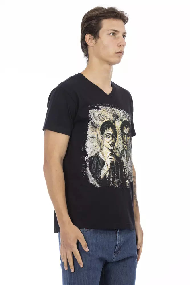 Schwarzes Herren-T-Shirt aus Baumwolle
