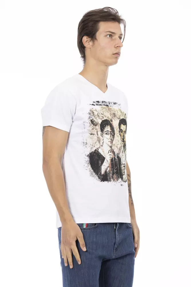 Elegantes Designer-T-Shirt mit V-Ausschnitt und schickem Frontprint
