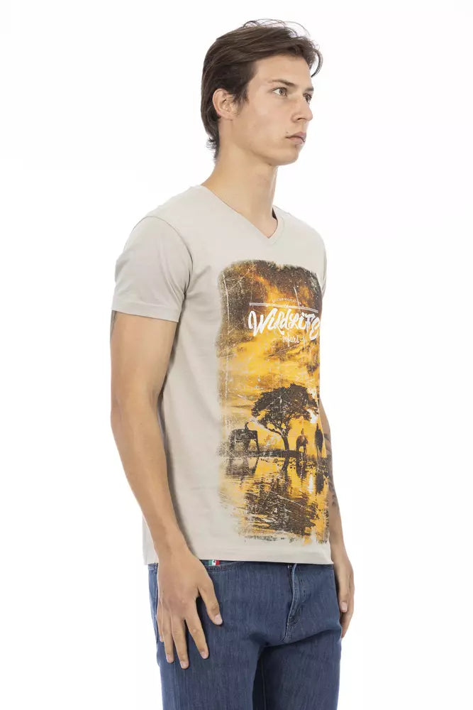 Beiges Herren-T-Shirt aus Baumwolle
