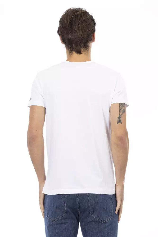 Elegantes Designer-T-Shirt mit V-Ausschnitt und schickem Frontprint
