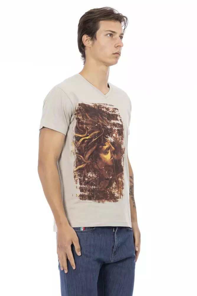 Beiges Herren-T-Shirt aus Baumwolle