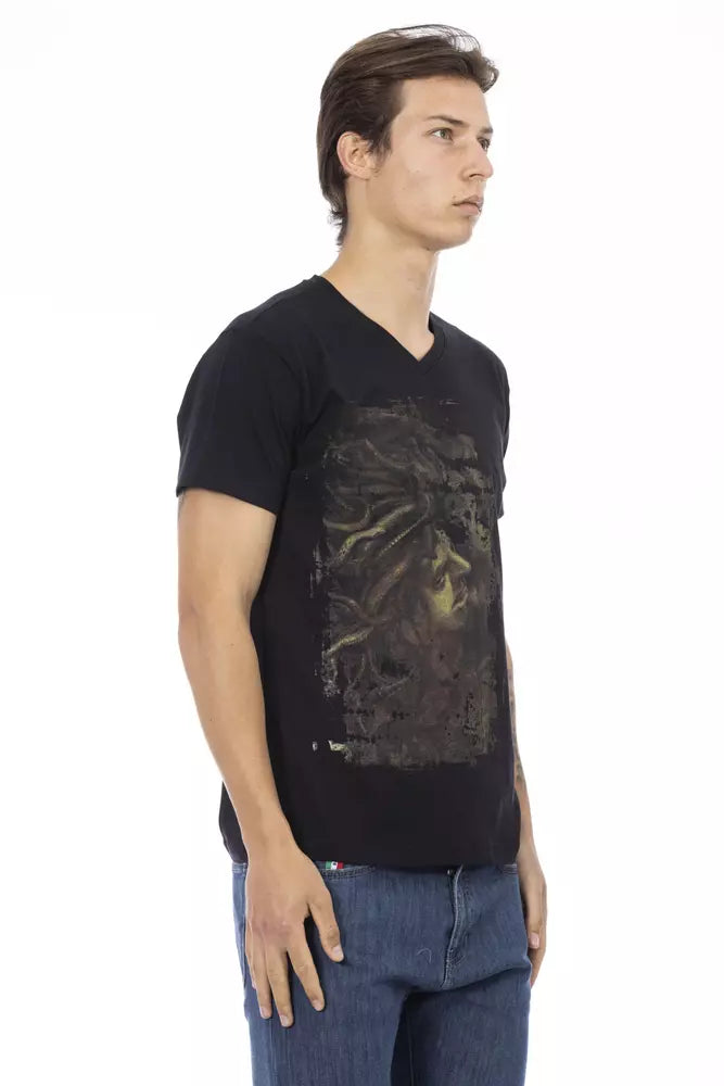 Schwarzes Herren-T-Shirt aus Baumwolle