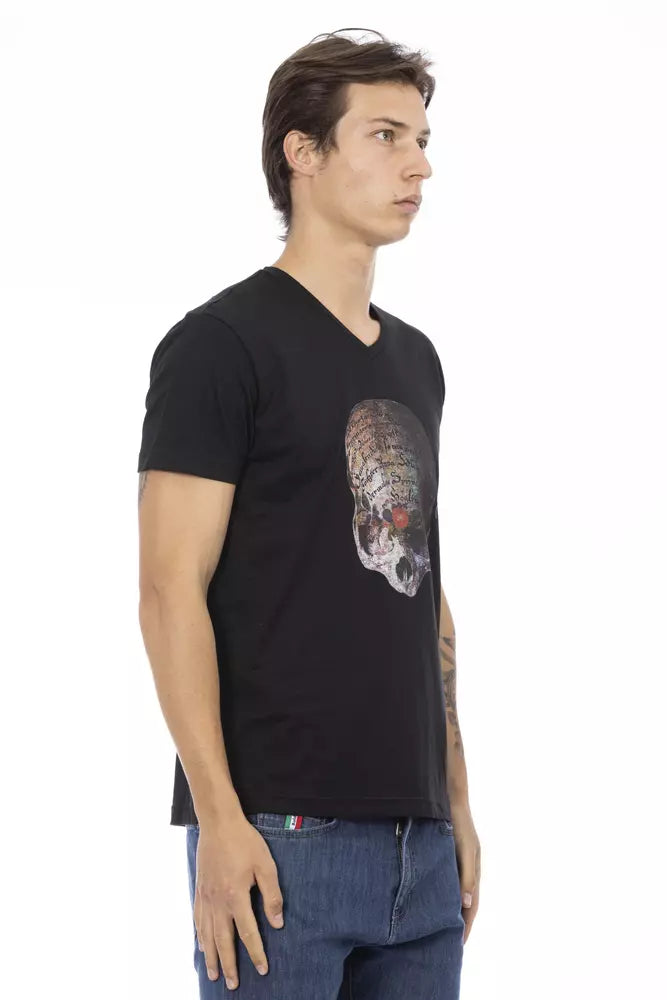 Schwarzes Herren-T-Shirt aus Baumwolle