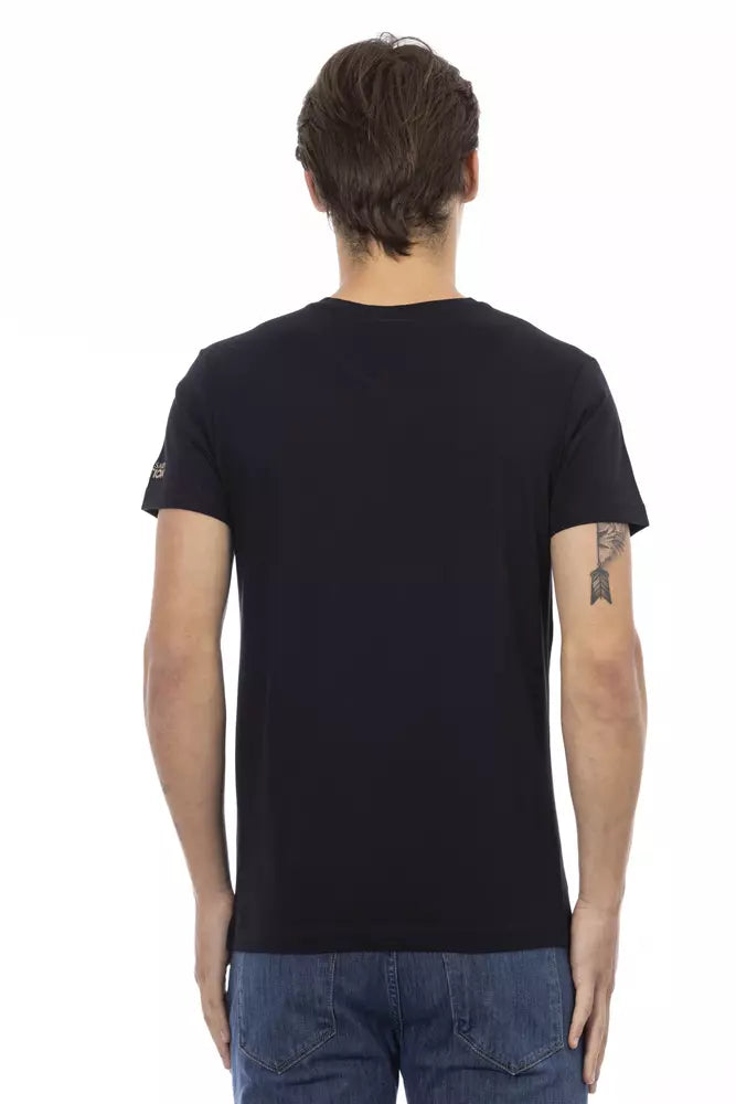 Schwarzes Herren-T-Shirt aus Baumwolle mit V-Ausschnitt