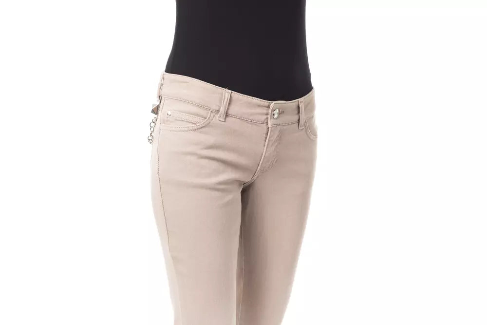 Beige Damen Slim Hose aus Baumwolle