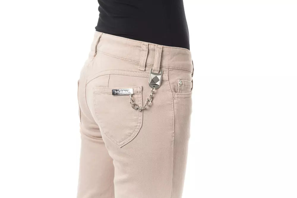Beige Damen Slim Hose aus Baumwolle