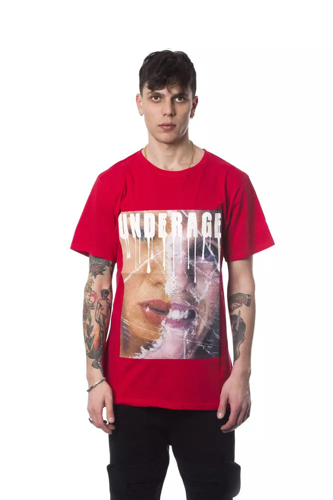 T-shirt da uomo in cotone rosso