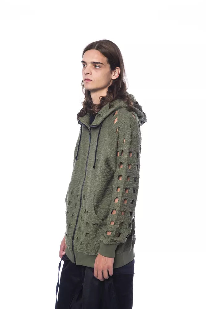 Maglione da uomo in cotone militare con chiusura a cerniera