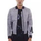 Gray Polyester Men Bomber Jacket