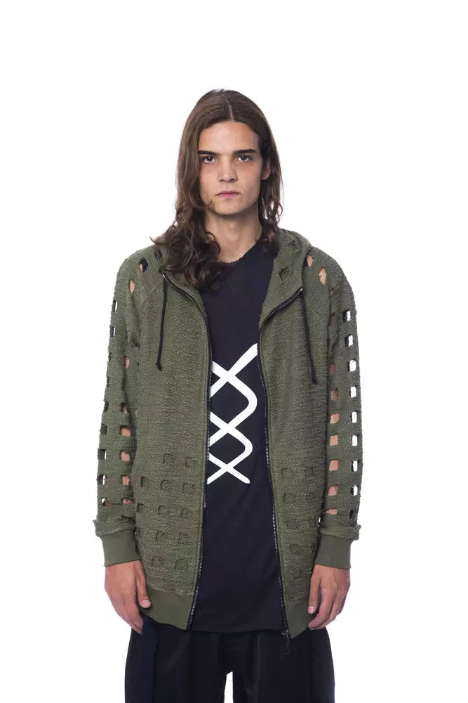 Maglione da uomo in cotone militare con chiusura a cerniera