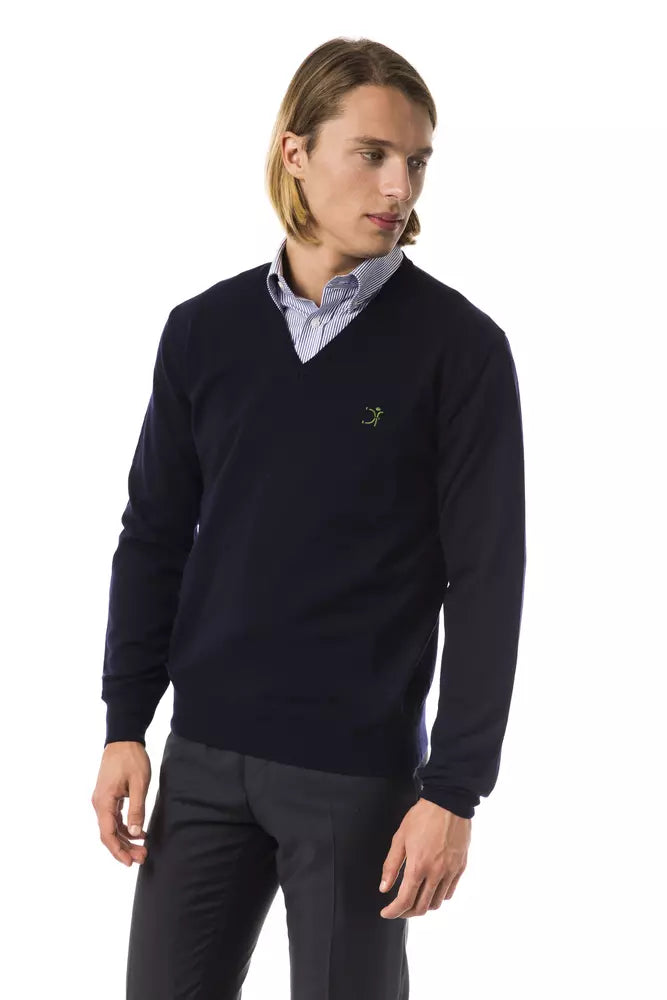 Blauer Herrenpullover aus Merinowolle