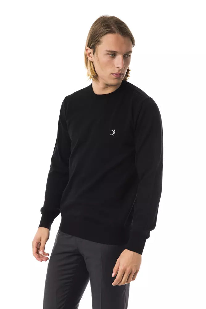 Schwarzer Herrenpullover aus Merinowolle
