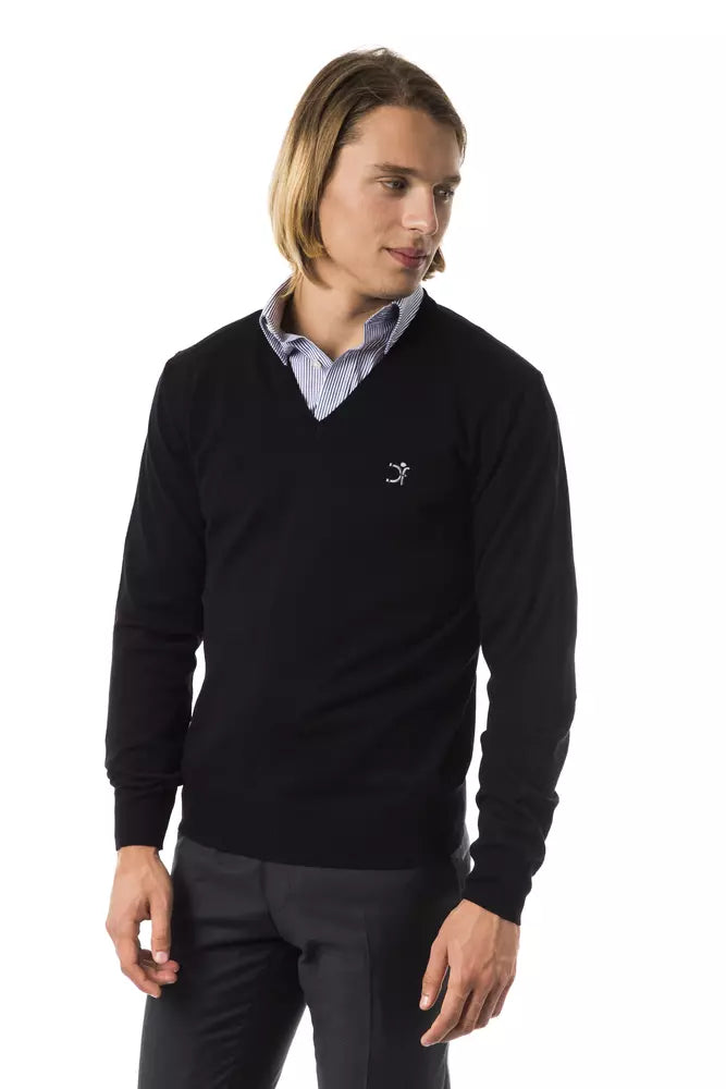 Schwarzer Herrenpullover aus Merinowolle
