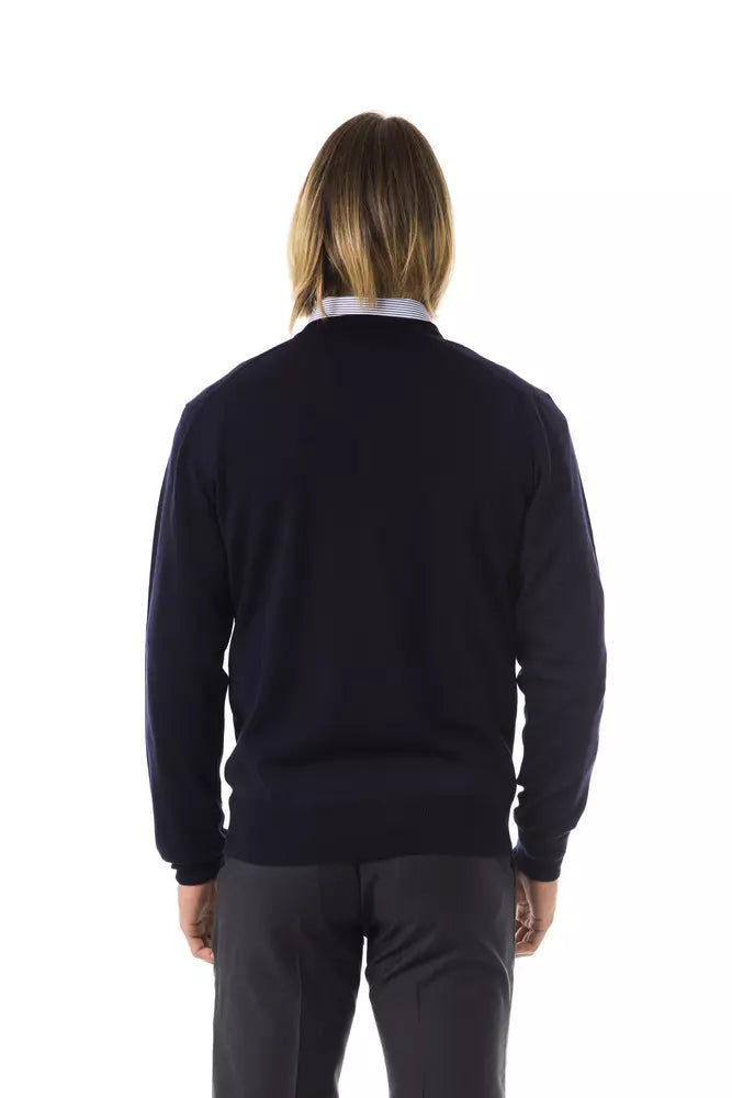 Blauer Herrenpullover aus Merinowolle