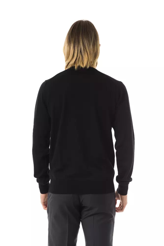 Schwarzer Herrenpullover aus Merinowolle