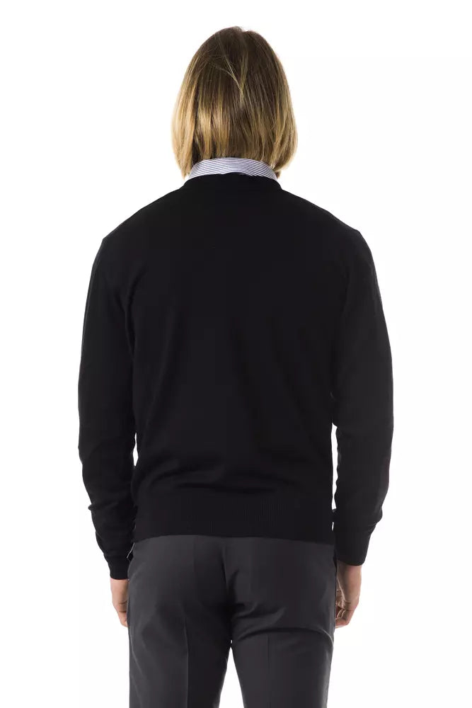 Schwarzer Herrenpullover aus Merinowolle