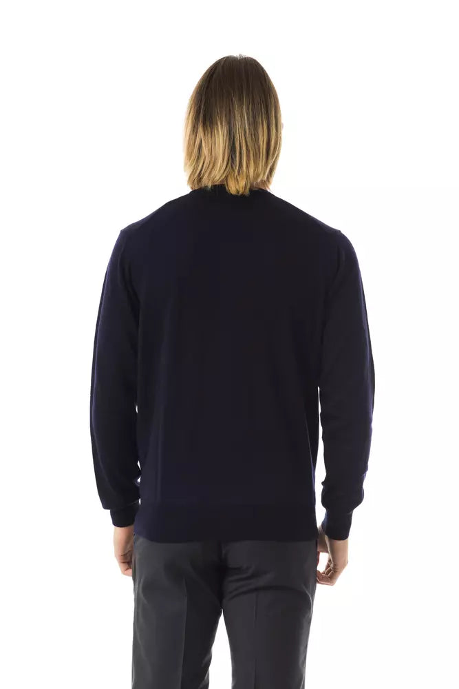 Blauer Herrenpullover aus Merinowolle