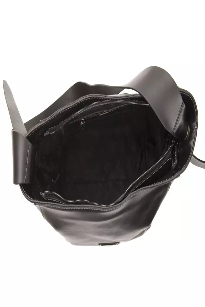 Schwarze Leder Damen Umhängetasche