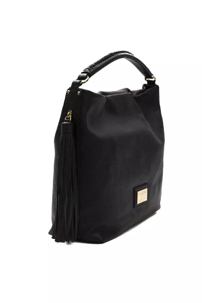 Schwarze Leder Damen Umhängetasche