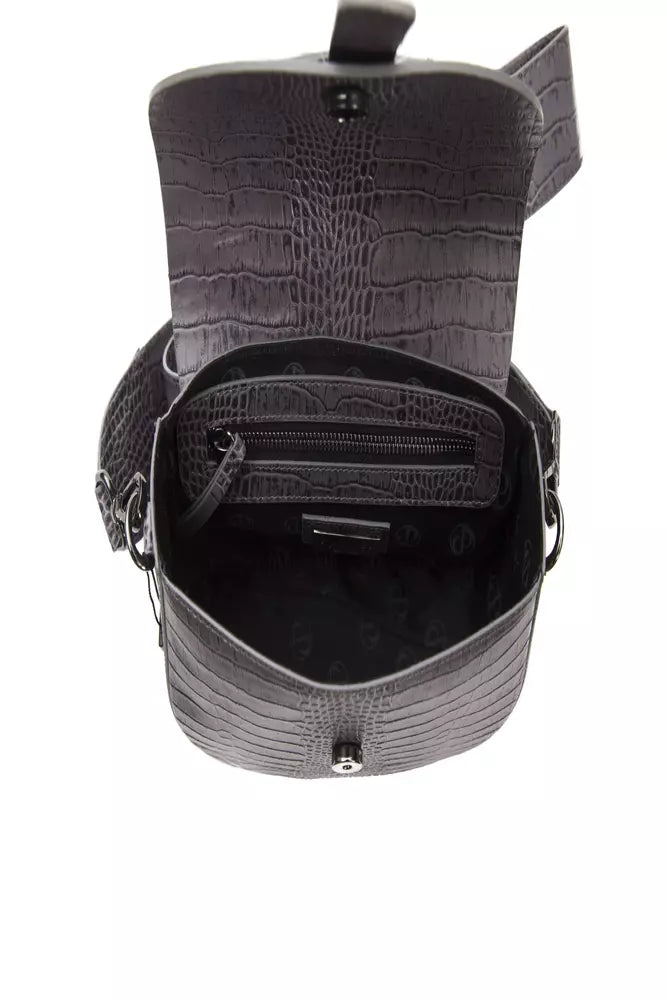 Graue Umhängetasche aus Leder für Damen
