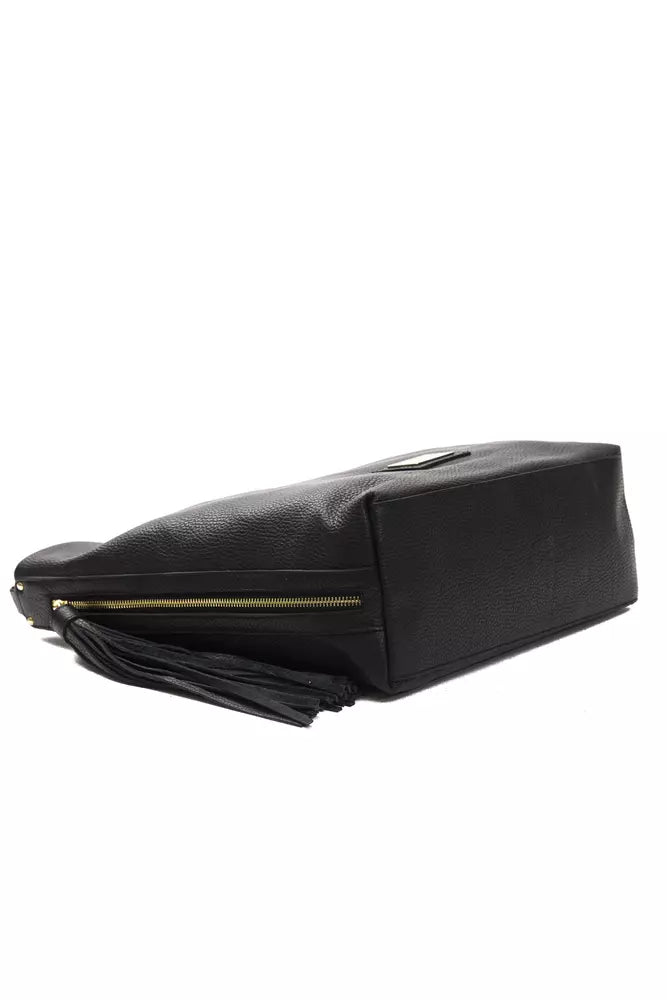 Schwarze Leder Damen Umhängetasche