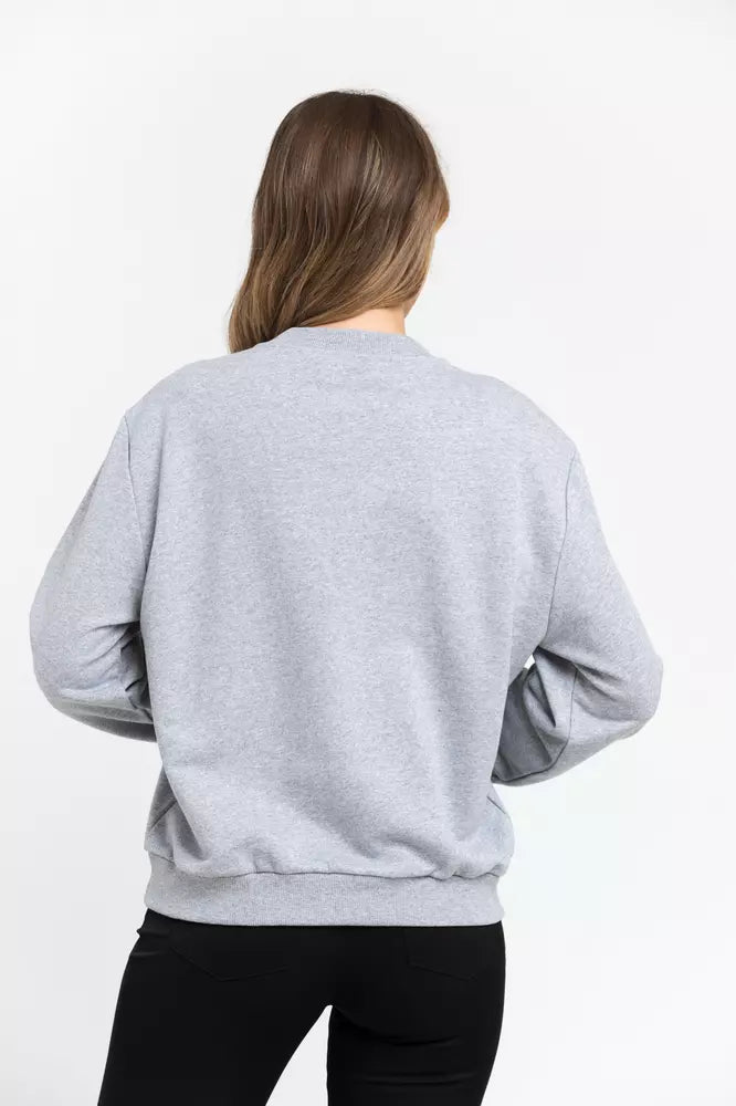 Grauer Baumwollpullover für Damen