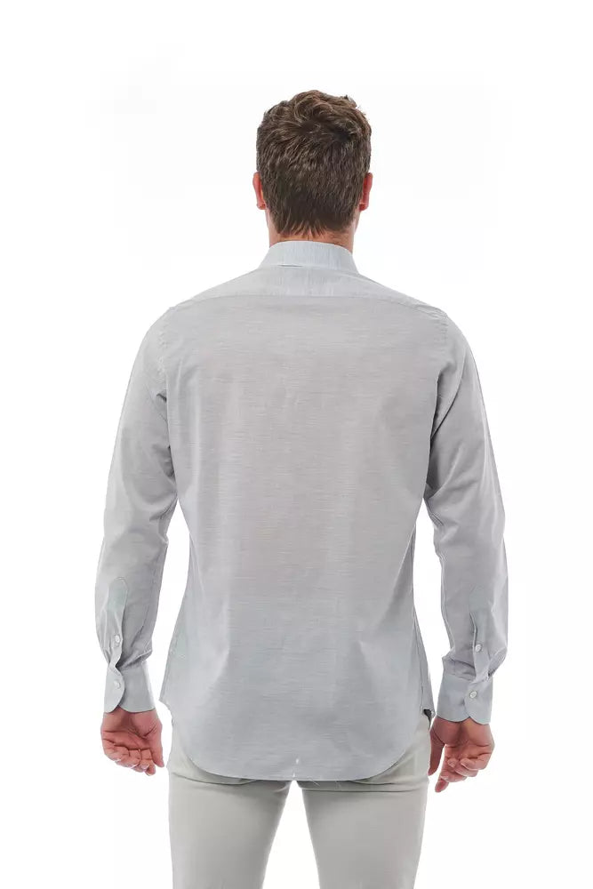 Camicia da uomo in cotone grigio