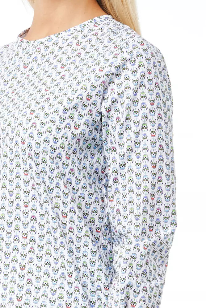 Weißes Damenshirt aus Baumwolle mit Totenkopf-Print