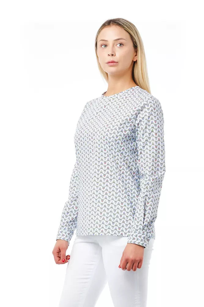 Weißes Damenshirt aus Baumwolle mit Totenkopf-Print