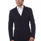 Blue Viscose Men Blazer