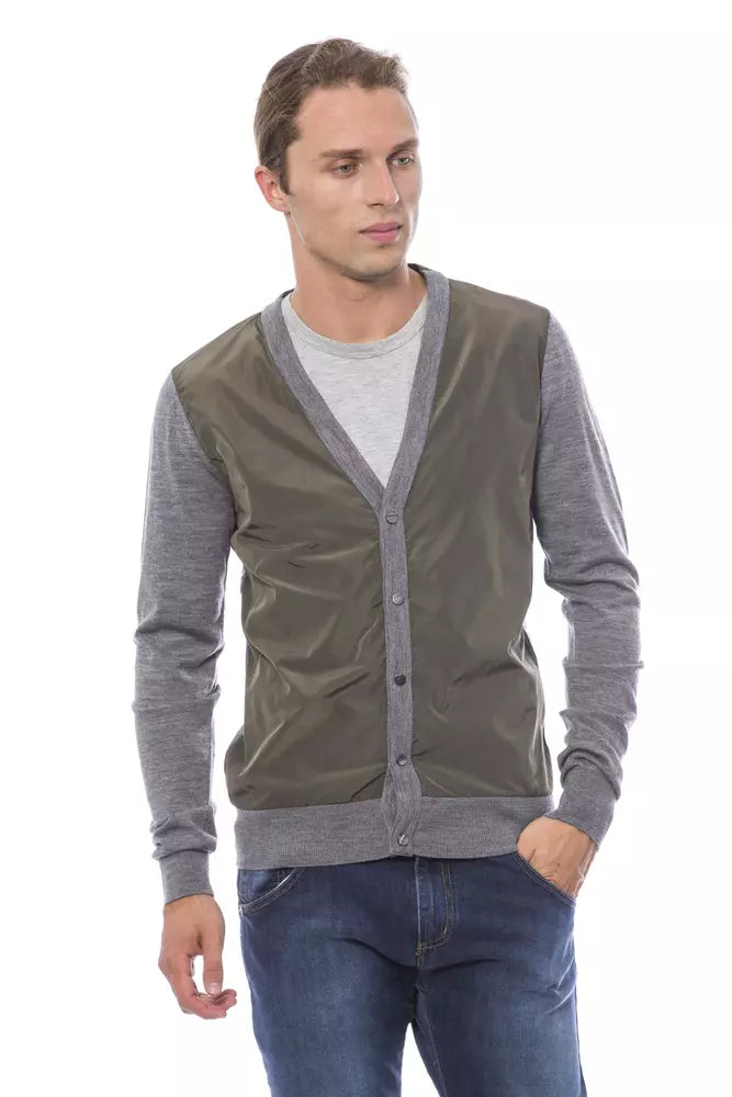 Graue Herren Strickjacke aus Wolle