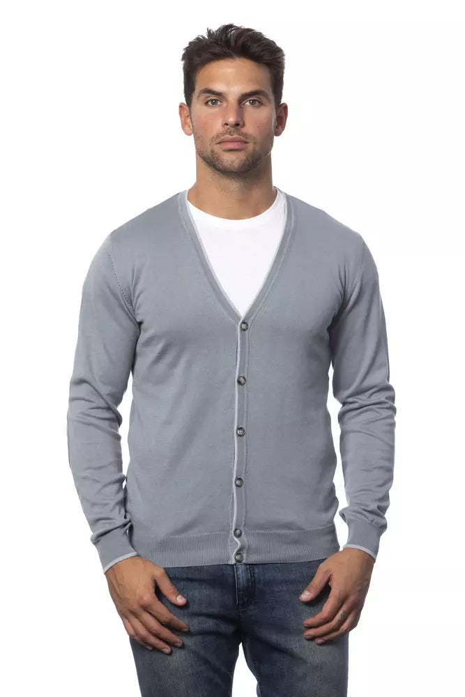 Cardigan da uomo in cotone grigio