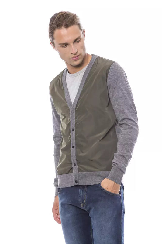 Graue Herren Strickjacke aus Wolle