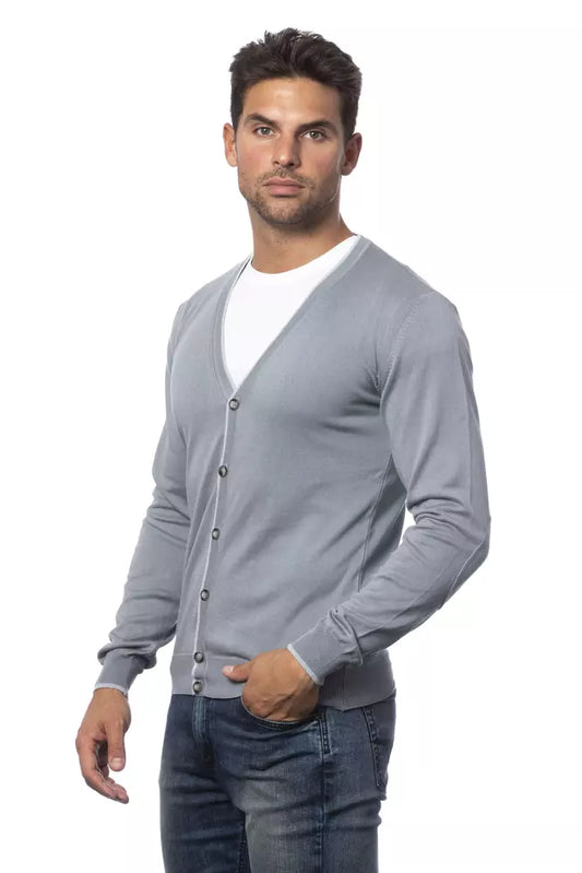 Cardigan da uomo in cotone grigio