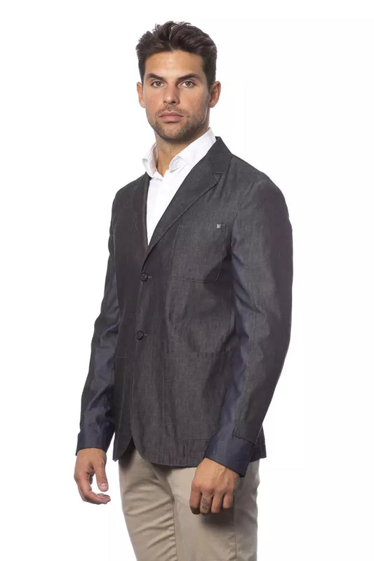 Blazer da uomo in cotone grigio