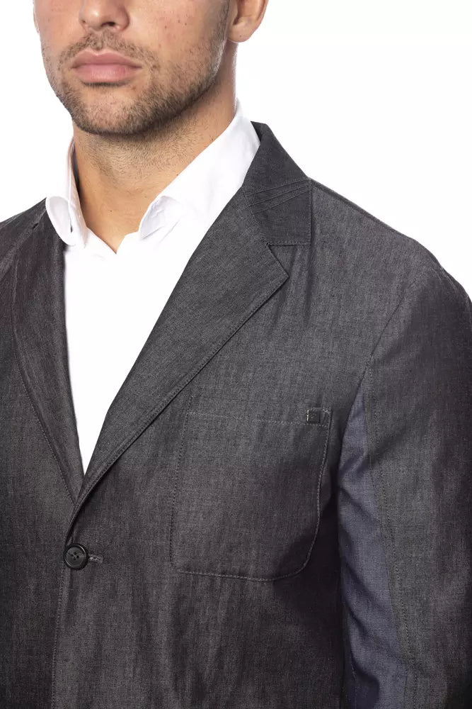 Blazer da uomo in cotone grigio