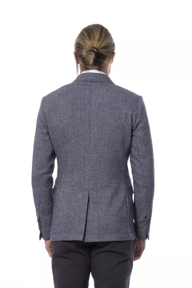 Blue Wool Men Blazer