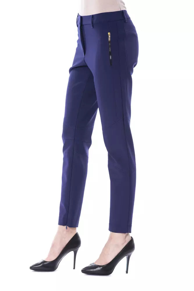 Blue Polyester Women's Pants